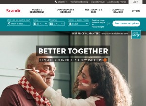 How scandichotels.com looks like on a tablet such as an iPad.