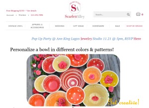 How scarlettalley.com looks like on a tablet such as an iPad.
