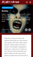 How scaryforkids.com looks like on a mobile device such as an iPhone.