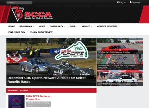 How scca.com looks like on a tablet such as an iPad.