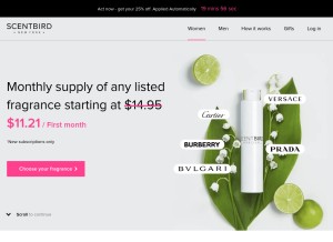 How scentbird.com looks like on a tablet such as an iPad.