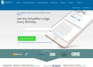 How schaeffersresearch.com looks like on a tablet such as an iPad.