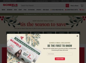How scheels.com looks like on a tablet such as an iPad.