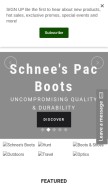 How schnees.com looks like on a mobile device such as an iPhone.