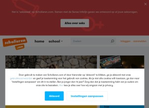 How scholieren.net looks like on a tablet such as an iPad.