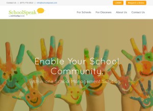 How schoolspeak.com looks like on a tablet such as an iPad.