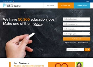 How schoolspring.com looks like on a tablet such as an iPad.