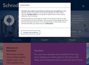 How schroders.com looks like on a tablet such as an iPad.