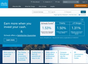 How schwab.com looks like on a tablet such as an iPad.