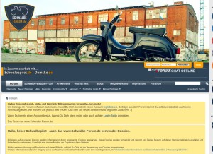 How schwalbe-forum.de looks like on a tablet such as an iPad.