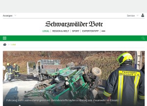 How schwarzwaelder-bote.de looks like on a tablet such as an iPad.
