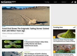 How sciencealert.com looks like on a tablet such as an iPad.
