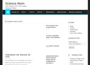 How scienceatom.com looks like on a tablet such as an iPad.