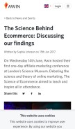 How sciencebehindecommerce.com looks like on a mobile device such as an iPhone.