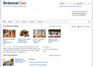 How sciencedaily.com looks like on a tablet such as an iPad.