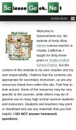 How sciencegeek.net looks like on a mobile device such as an iPhone.