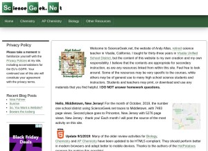 How sciencegeek.net looks like on a tablet such as an iPad.