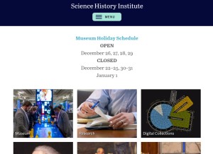 How sciencehistory.org looks like on a tablet such as an iPad.