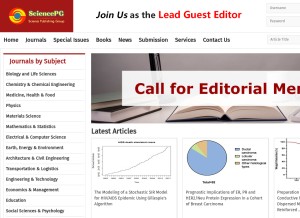 How sciencepublishinggroup.com looks like on a tablet such as an iPad.
