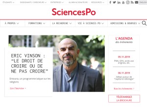 How sciences-po.fr looks like on a tablet such as an iPad.