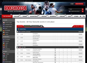 How scoreboard.com looks like on a tablet such as an iPad.