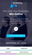 How scorpion.co looks like on a mobile device such as an iPhone.