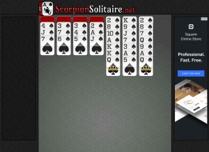 How scorpionsolitaire.net looks like on a tablet such as an iPad.