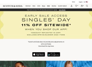 How scotch-soda.com looks like on a tablet such as an iPad.