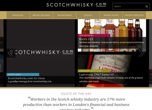 How scotchwhisky.com looks like on a tablet such as an iPad.