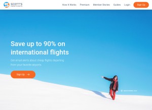 How scottscheapflights.com looks like on a tablet such as an iPad.
