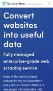 How scrapehero.com looks like on a mobile device such as an iPhone.