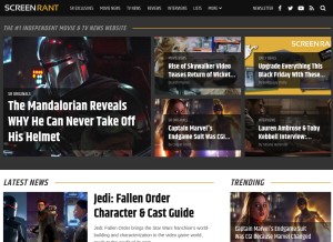 How screenrant.com looks like on a tablet such as an iPad.