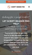 How scriptreaderpro.com looks like on a mobile device such as an iPhone.