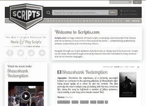 How scripts.com looks like on a tablet such as an iPad.