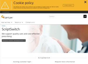 How scriptswitch.com looks like on a tablet such as an iPad.