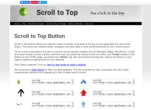 How scrolltotop.com looks like on a tablet such as an iPad.
