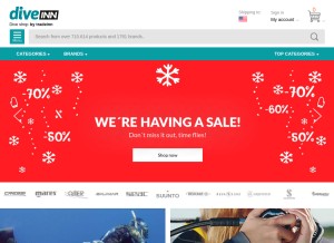 How scubastore.com looks like on a tablet such as an iPad.