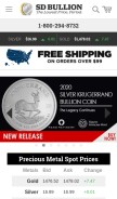 How sdbullion.com looks like on a mobile device such as an iPhone.