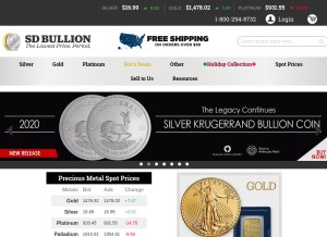 How sdbullion.com looks like on a tablet such as an iPad.