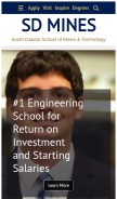 How sdsmt.edu looks like on a mobile device such as an iPhone.
