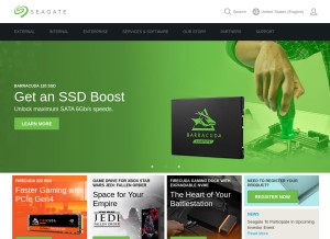 How seagate.com looks like on a tablet such as an iPad.