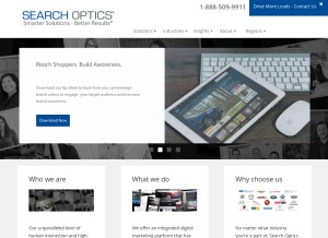 How searchoptics.net looks like on a tablet such as an iPad.