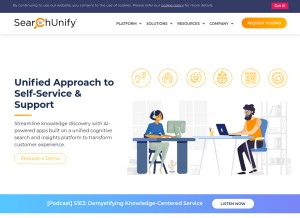 How searchunify.com looks like on a tablet such as an iPad.
