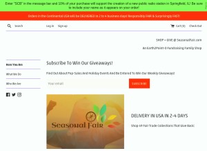How seasonalfair.com looks like on a tablet such as an iPad.