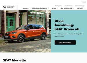 How seat.de looks like on a tablet such as an iPad.