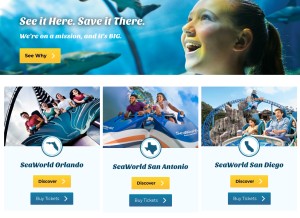 How seaworld.com looks like on a tablet such as an iPad.