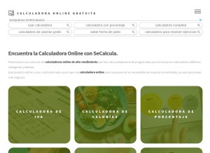 How secalcula.com looks like on a tablet such as an iPad.