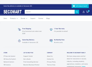 How secomart.com looks like on a tablet such as an iPad.