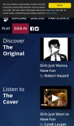 How secondhandsongs.com looks like on a mobile device such as an iPhone.
