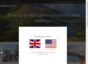 How secretescapes.com looks like on a tablet such as an iPad.